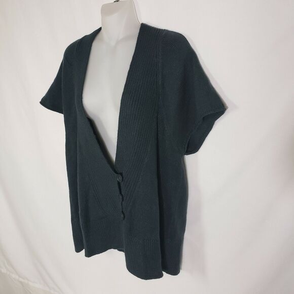 Coldwater Creek Womens Sweater Large Knit Green Short Sleeve Ribbed Pullover - Picture 5 of 10